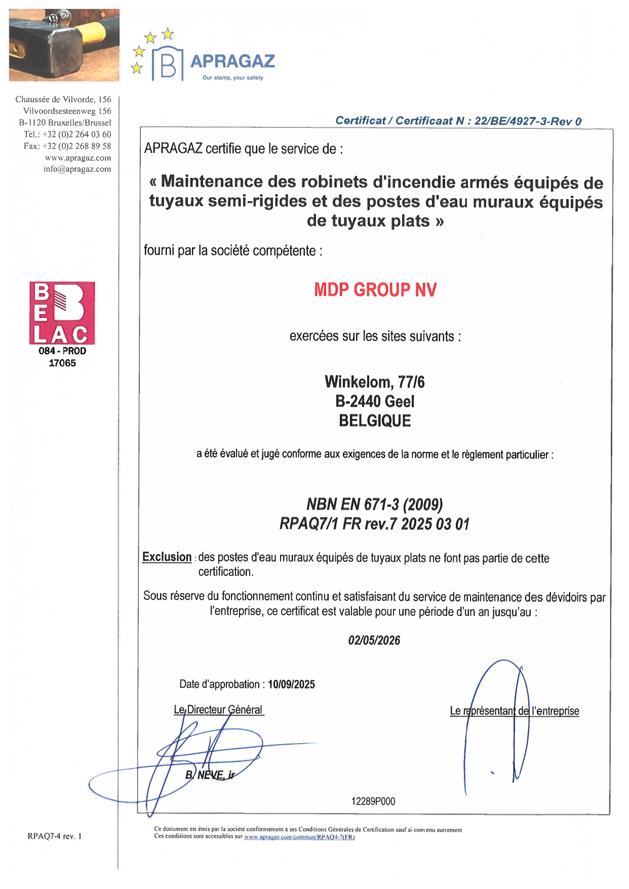 NBN EN 671-3 FR
